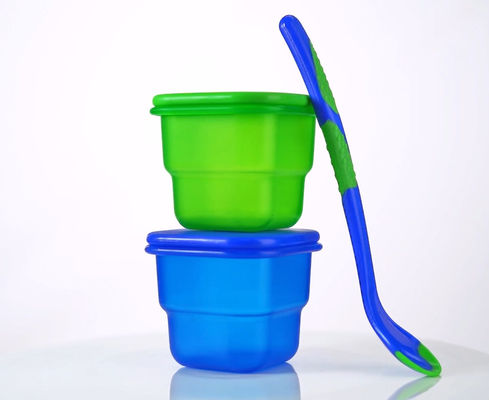Воздухонепроницаемое пластиковое хранение еды 2pcs BPA свободное с ложкой