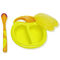 Младенца сжатия BPA шары и ложки СВОБОДНОГО желтого легкого питаясь