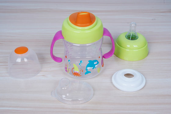 Не разлейте 2 в 1 месяцах BPA свободном 6 чашка Sippy младенца 6 унций
